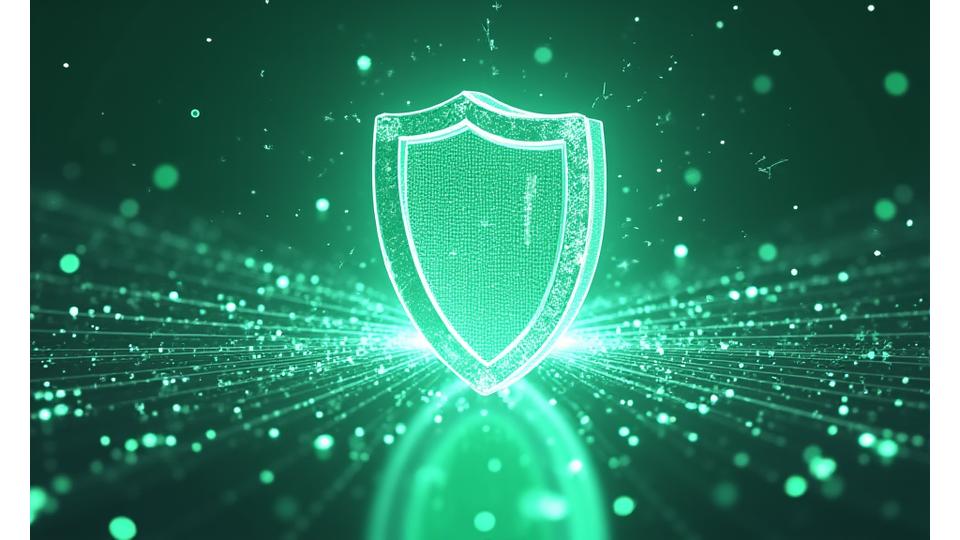 Grafické znázornenie zabezpečenia údajov, štít s hradbou a symbolmi GDPR